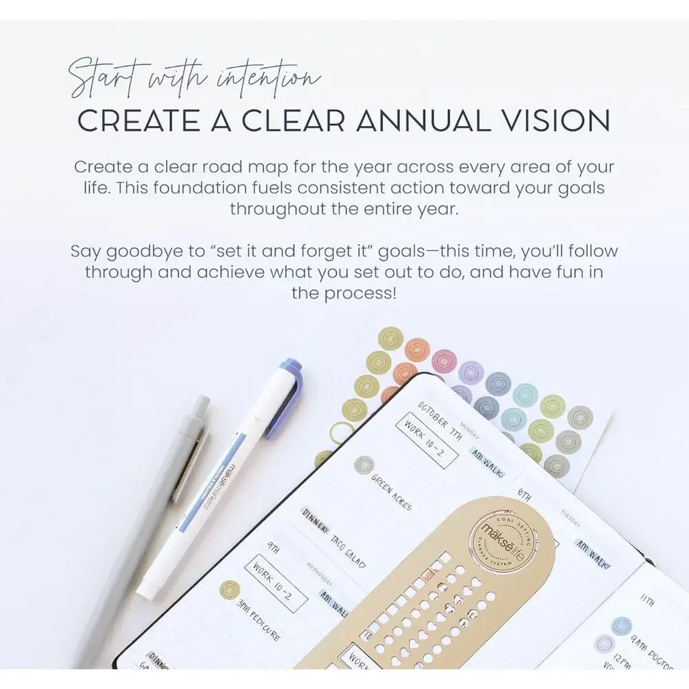 MäksēLife Quarterly Planner Goal Setting Personal Habit Tracker Reflections NEW